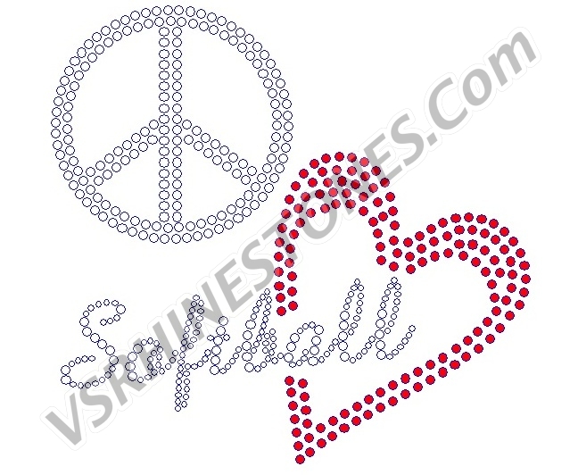 Peace Love Softball - Red Heart Rhinestone Transfer